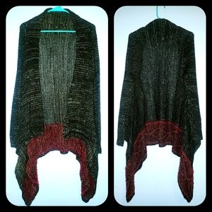 Black, Maroon w Silver Thread BCBGMAXAZRIA Sweater